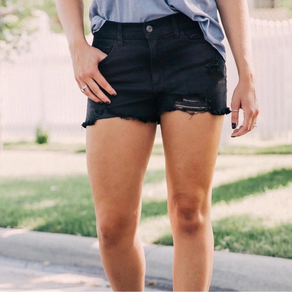 Sneak Peek High Rise Frayed Stretch Short - Picture 1 of 12